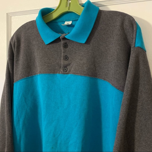 Vintage Tultex Color Block Rugby Style Sweatshirt - Picture 6 of 8